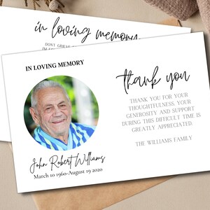 Simple Funeral Thank You Card Template | Printable Thank You Card | Thank You Card Template | Celebration of Life Thank You Card | F100