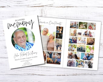 6 Page Funeral Program Template | Memorial Program Template | Funeral Program Template for Man | Obituary Template for Woman | F100