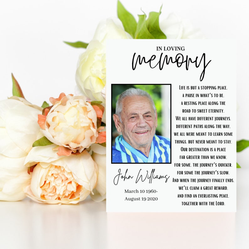 Funeral Keepsake Template Prayer Card Template Funeral Etsy Australia