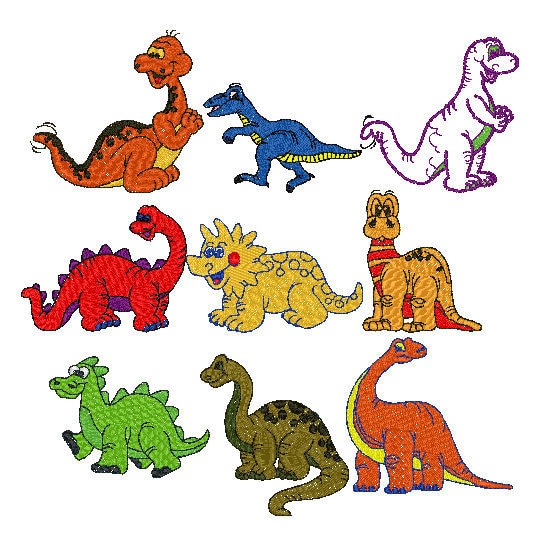 Cute Dinosaur Embroidery Designs 9 Different Dinos Pes Instant Etsy