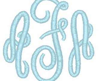 Script embroidery font design multiple sizes circle machine embroidery design monogram PES instant download