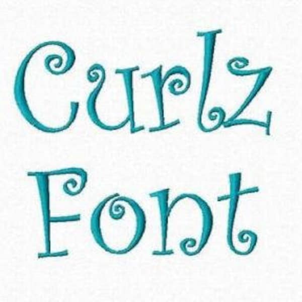 Curlz Embroidery Font PES BX SEW File Instant Download 3 sizes