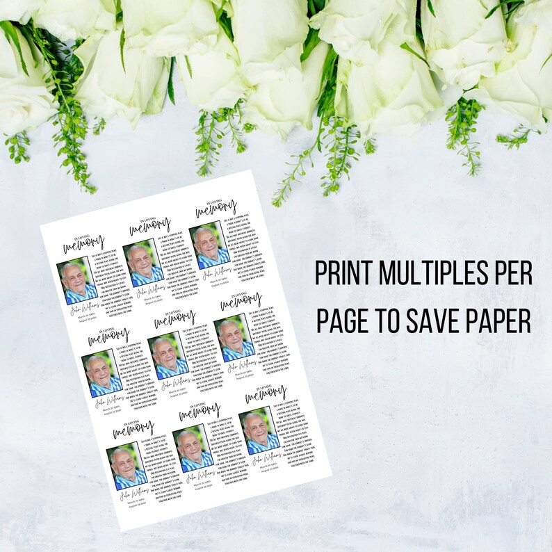 Funeral Keepsake Template Prayer Card Template Funeral Etsy