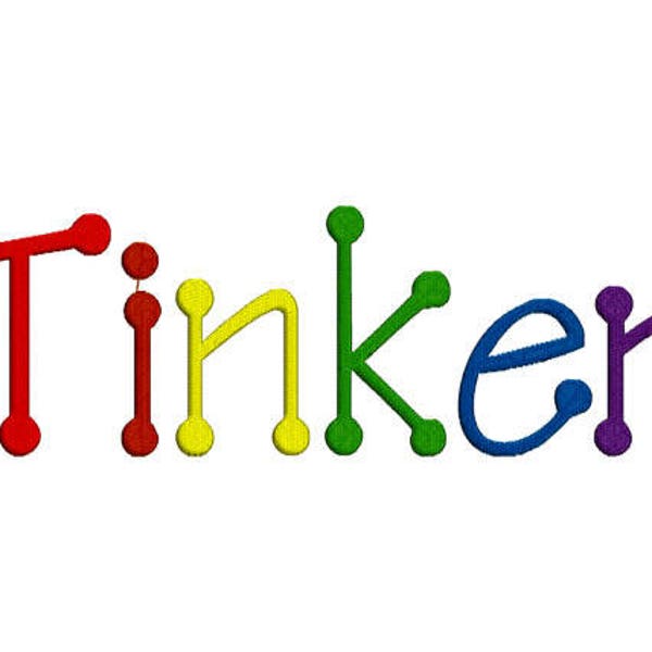 tinker toy font design PES BX SEW file formats machine embroidery 4 sizes