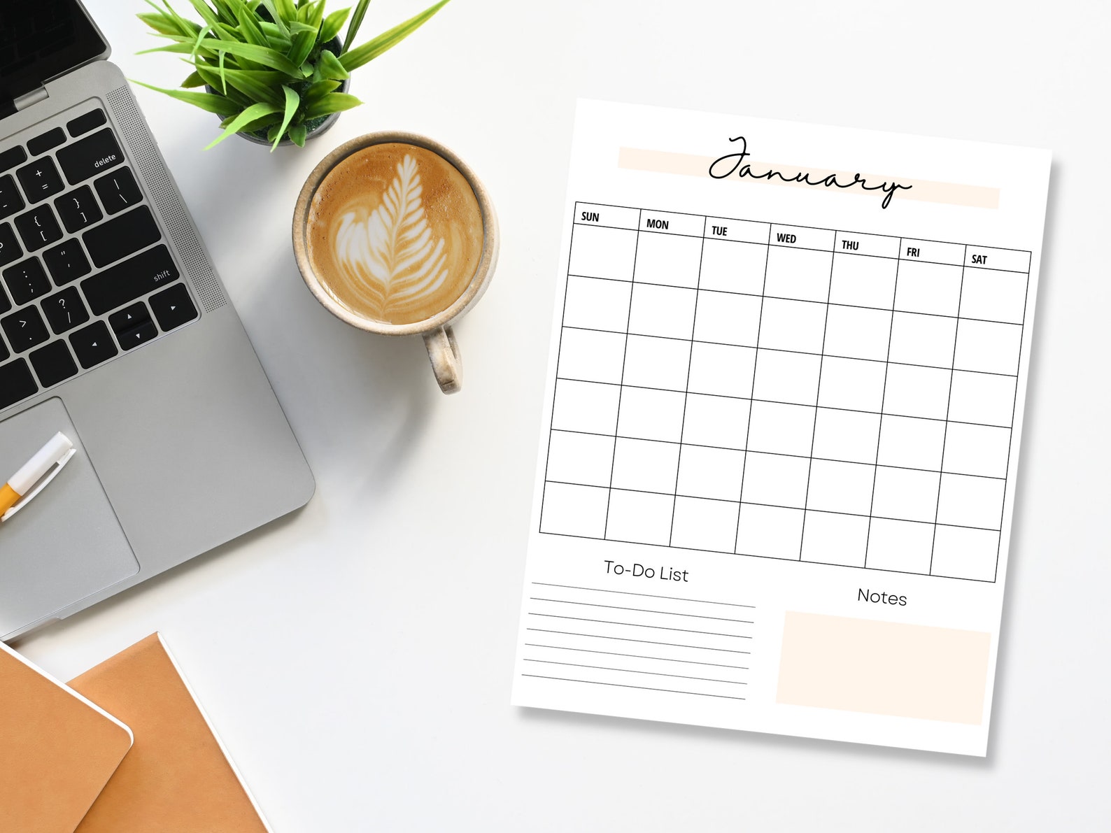 Minimalist Printable Calendar Simple Calendar Clean Font Etsy