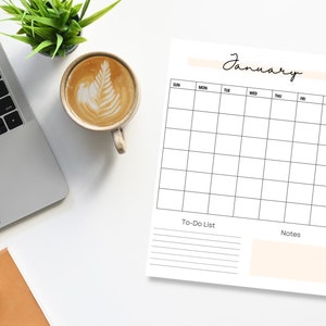 Minimalist Printable Calendar Simple Calendar | Clean Font | Letter ...
