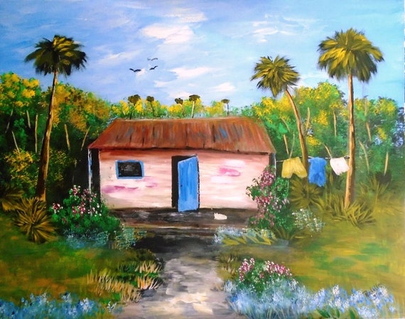 Original Florida Highwaymen Style Painting Old Cracker Cabin Etsy