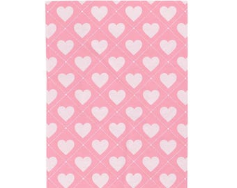 Pastel Pink Baby Blanket, Children's Heart Blanket, Nursery Decor, Girl Crib Bedding, Newborn Swaddle, Girly Throw Blanket, Valentine's Day