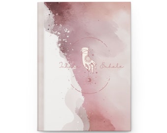 Celestial Inhale Exhale Custom Print Pink Water Color Design Hardcover Gratitude Journal | Matching Yoga Meditation Gift Set For Her