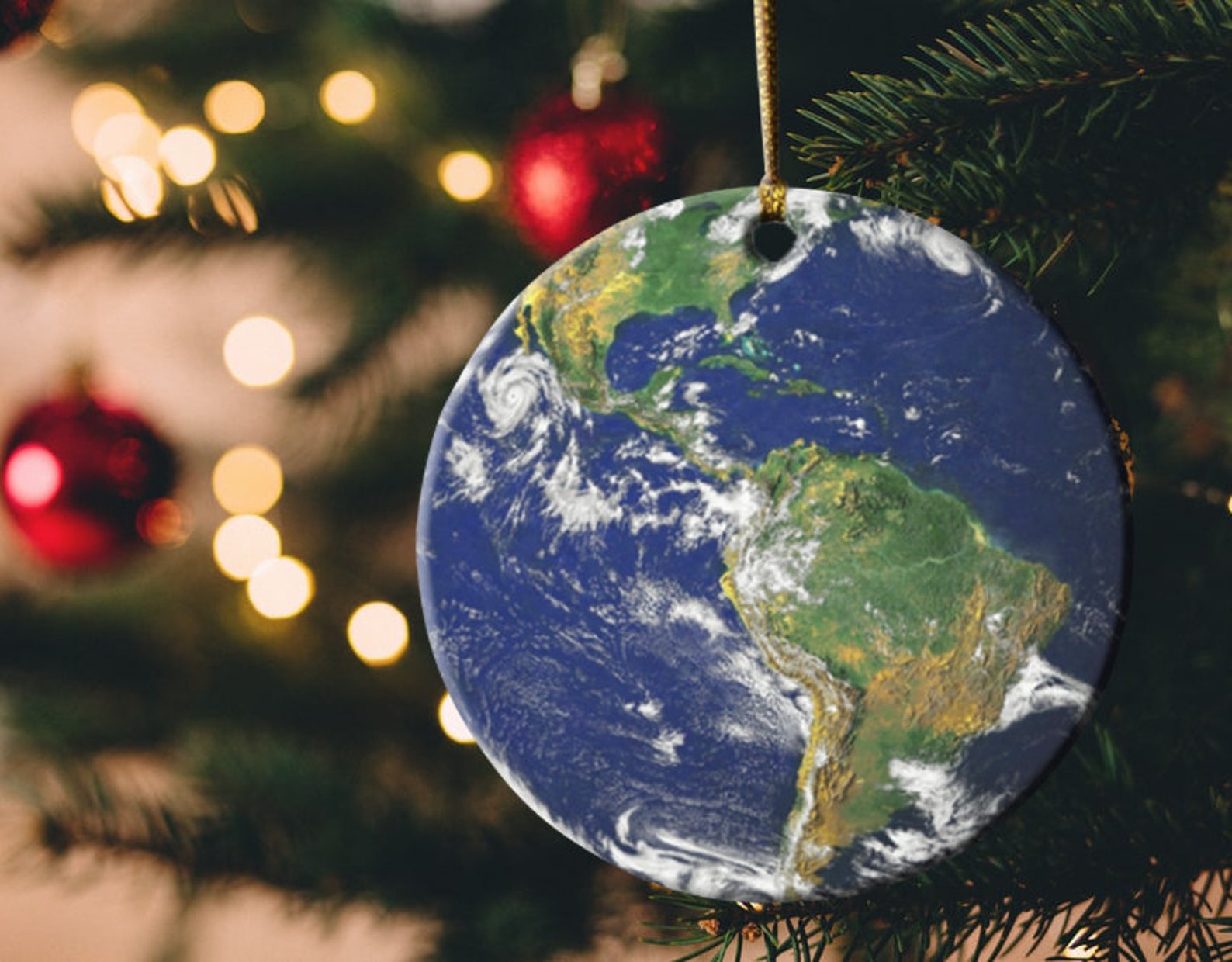 Earth Christmas Tree Ornament Etsy