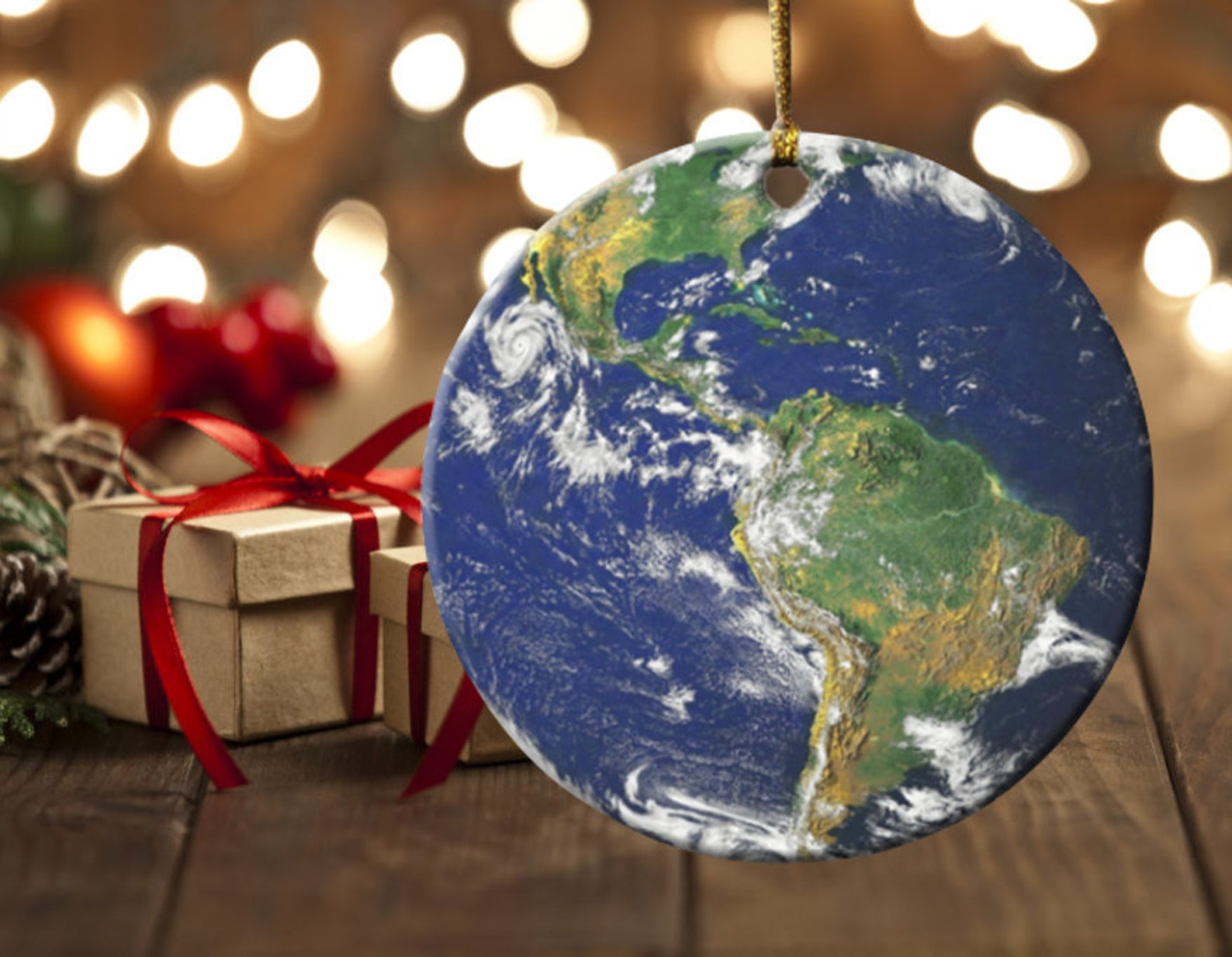 Earth Christmas Tree Ornament Etsy