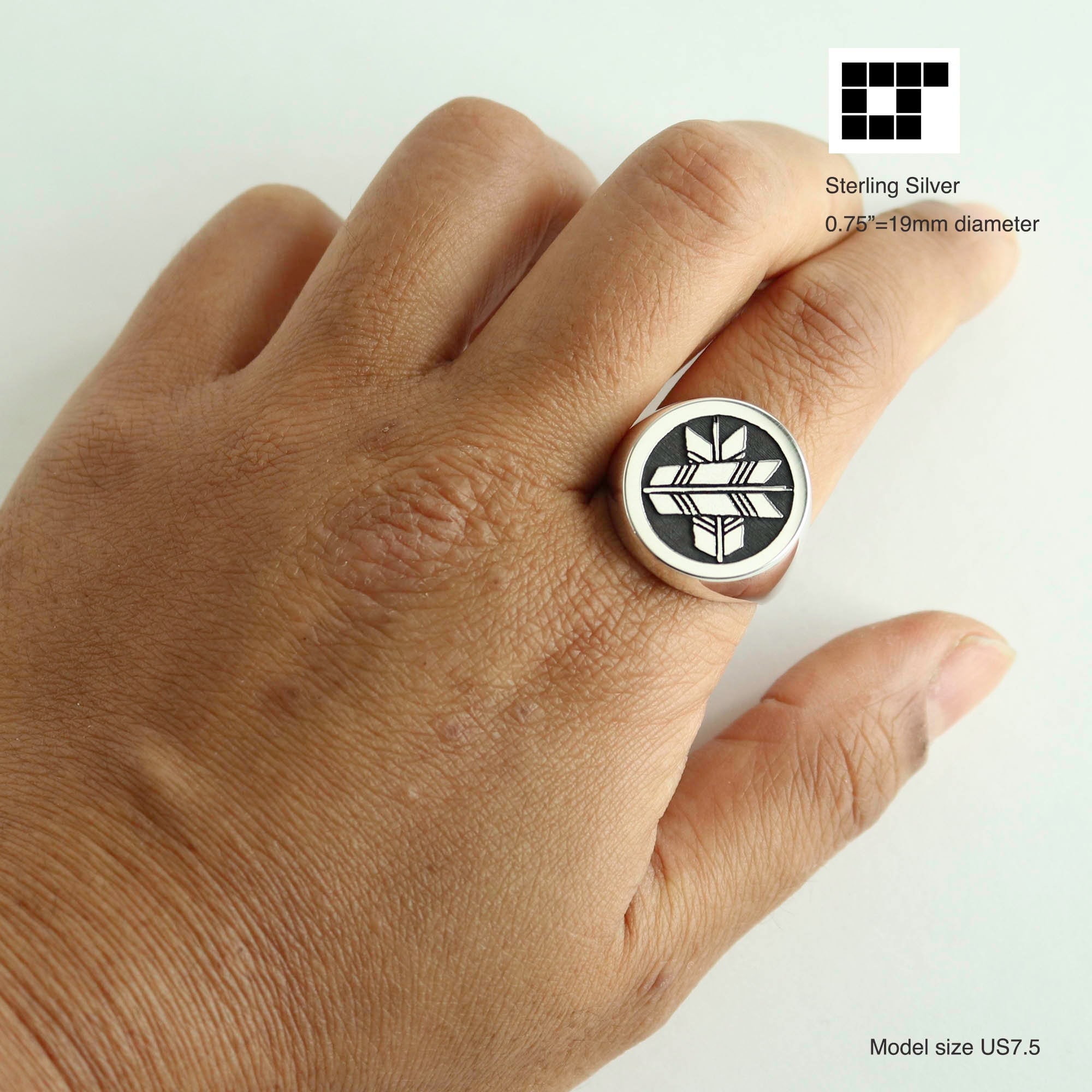 新品 大人気商品  Clan Japanese - Kamon Arrow Crossing Crest Kamon - Ring 小物