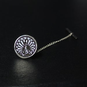Pfau – Krawattennadel aus Sterlingsilber – Anstecknadel