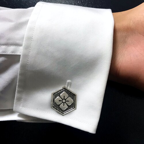 Hanabishi in Hexagon - Silver shops Cufflinks -Japanese Kamon