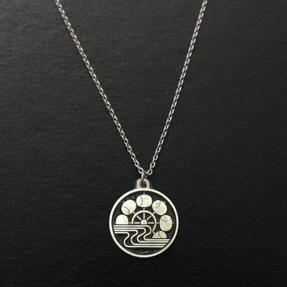 Japanese Kamon Pendant Water Wheel And River In A Circle - Japanese Family Crest Pendant Japanese Kamon Pendant Water Wheel And River In A Circle - Japanese Family Crest Pendant