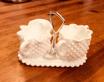 Fenton Hobnob Sugar & Creamer W/ Tray