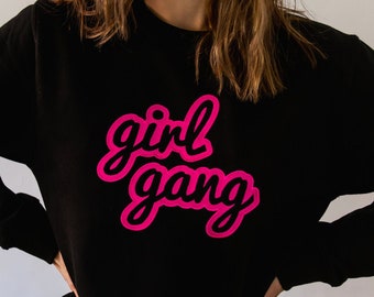 Women's Girl Gang Embroidered Black Sweatshirt