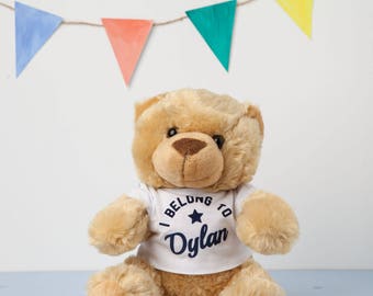 Baby and Kid's Personalised T-Shirt Teddy Bear