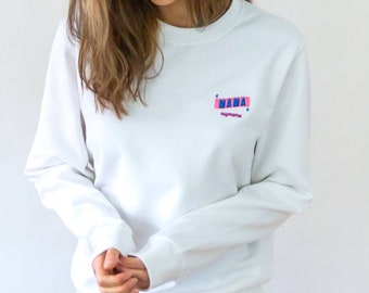 Women's White Personalised Mama Embroidered Sweatshirt