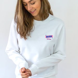 Women&#39;s White Personalised Mama Embroidered Sweatshirt
