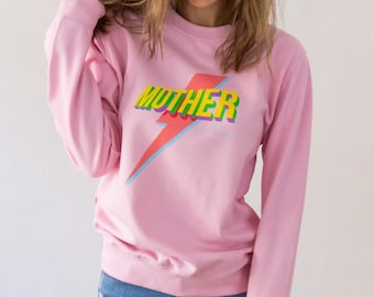 Women's Mother Lightning Bolt Personalised Pink Sweatshirt