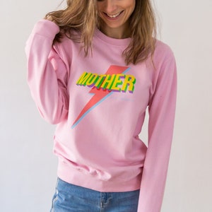Women&#39;s Mother Lightning Bolt Personalised Pink Sweatshirt
