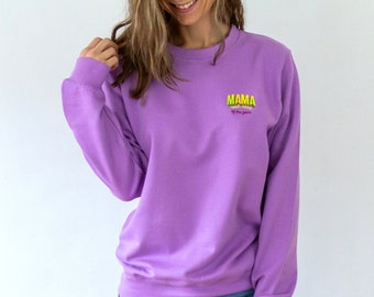 Women's Mama of the Year Personalised Embroidered Lavender Purple Sweatshirt