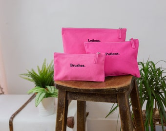 Damen-Set von 3 rosa Personalisierten Make-up-Reisetaschen