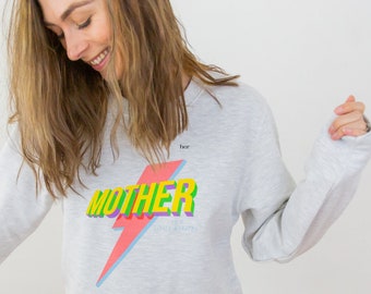 Women's Mother Lightning Bolt Personalised Grey Sweatshirt