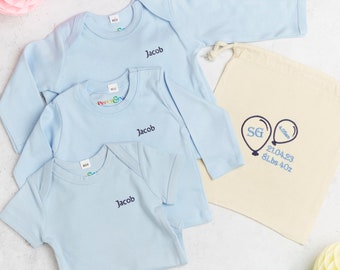 Personalised Embroidered Baby Boys Clothing Set with Gift Bag, for Newborns, Baby Gift, Baby Outfit, Newborn Gift for Babies