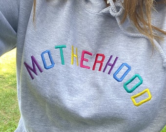 Women's Motherhood Embroidered Grey Sweatshirt