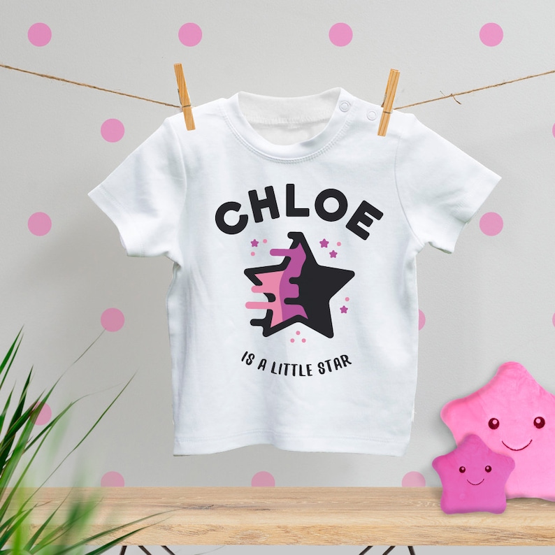 best gift for baby girl Personalised Baby T-Shirt cool baby clothes 100/% ethically produced cotton is a little star fun baby t-shirt