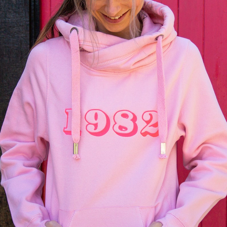 Women's Personalised Birth Year Pink Hoodie image 1