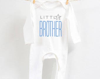 Baby Toddler Little Brother White Blue Star Romper