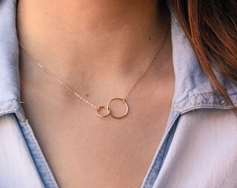 Interlocking Circle Necklace Gold Filled/Silver,Linked Circle Necklace,Eternity Necklace,Mother Daughter Necklace,Mother Child Necklace