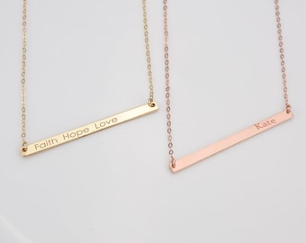 Dainty Skinny Bar Necklace Personalized,Delicate Name Bar Necklace,Minimalist Necklace For Women Layered,Ultra Skinny Initial Necklace Gold