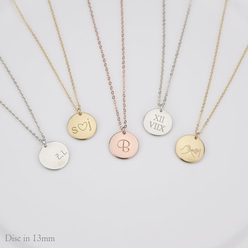 Gold Coin Necklace Layered,Layered Initial Necklace,Gold Circle Necklace Set,Layered Name Necklace Mom,Dainty Layering Necklace Set,Silver image 4