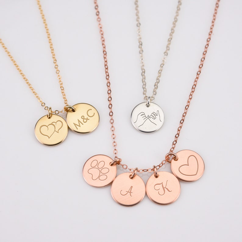 Gold Coin Necklace Layered,Layered Initial Necklace,Gold Circle Necklace Set,Layered Name Necklace Mom,Dainty Layering Necklace Set,Silver image 5