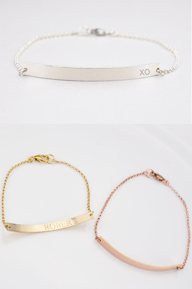 Custom Bar Bracelet,Rose Gold Engraved Bracelet,Gold Skinny Initial Bracelet,Name Bracelet,Coordinates Bracelet,Roman Numeral Bracelet