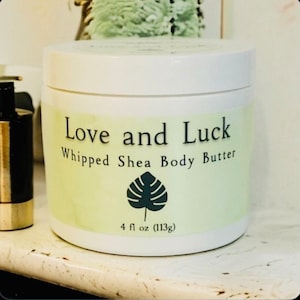 Love and Luck 4 ounce Whipped Shea Body Butter, Scented with Premium Chemical-Free Fragrance Oil, Hydrating Body Butter for Sensitive Skin