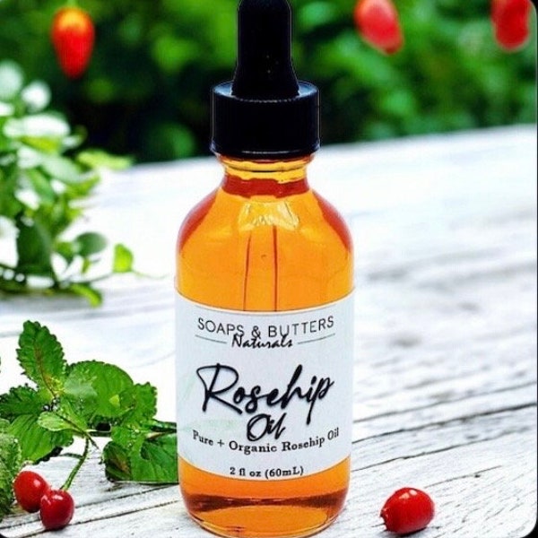 Organic Rosehip Oil, Cold Pressed Virgin Unrefined Face and Body Oil. Oil Serum, High in Antioxidants, Pure and Natural Rosehip Oil