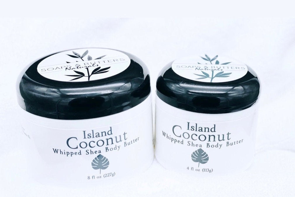 Island Coconut Whipped Body Butter; Thick & Creamy Organic African Sh…