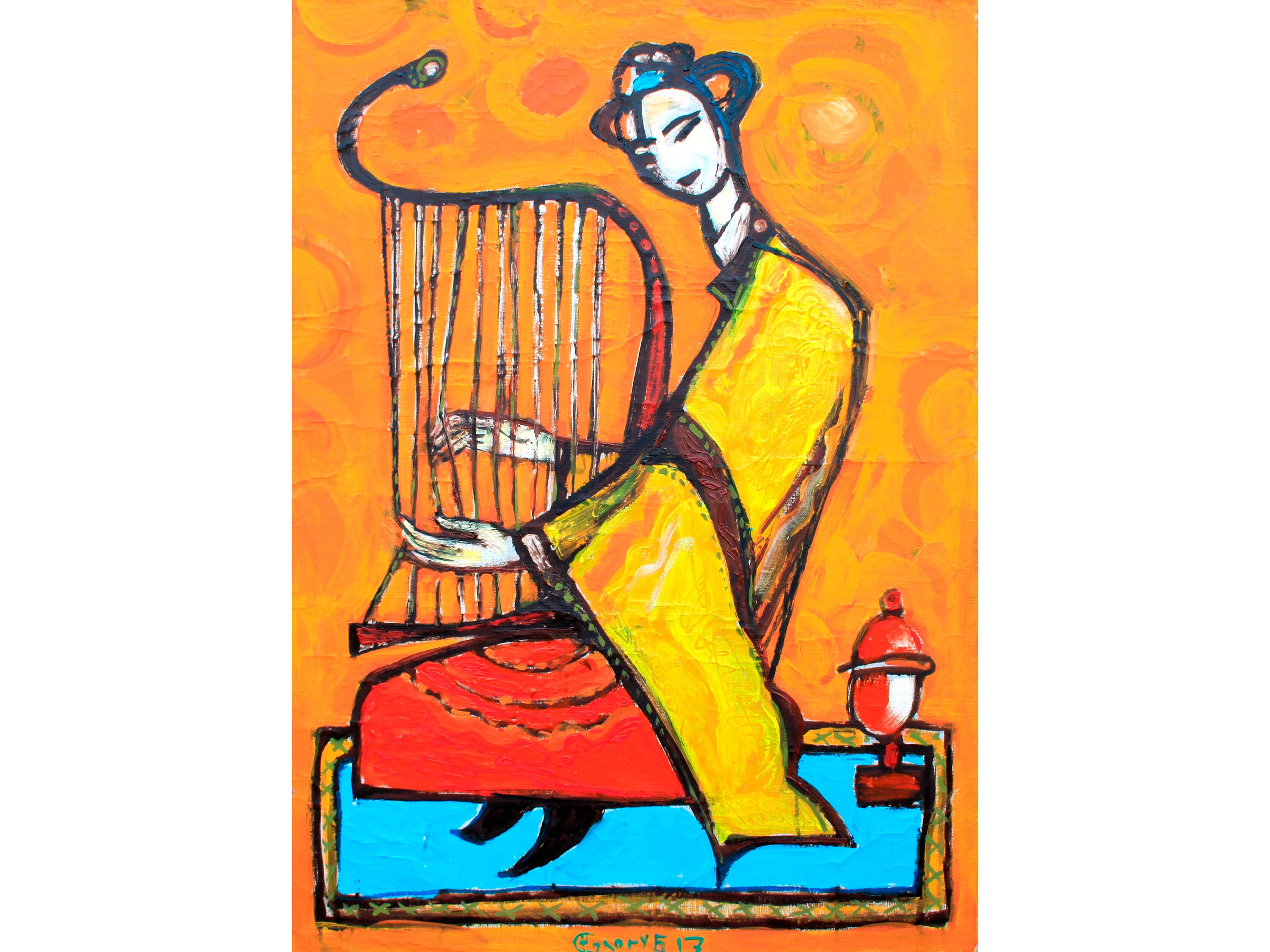 ORIGINAL oil paint canvas Oriental style Bright oil painting Etsy