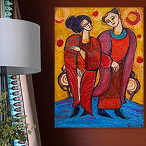 Geisha girls wall art Print of painting on canvas Japanese style decor interior art prints Japan painting Japanese geishas Housewarming gift