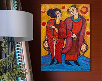 Geisha girls wall art Print of painting on canvas Japanese style decor interior art prints Japan painting Japanese geishas Housewarming gift