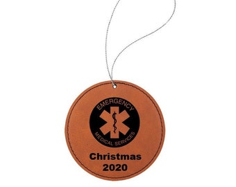 Engraved Christmas Ornament with your choice of Medical Design | Doctor Ornament | Nurse Ornament | Paramedic Ornament | Vet Ornament