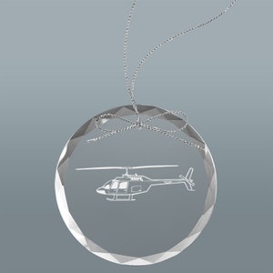 Engraved Glass Christmas Ornament with your choice of Helicopter Design | Helicopter Ornament | Helicopter Pilot