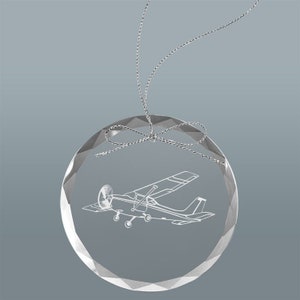 Engraved Glass Christmas Ornament with your choice of Plane Design | Pilot Ornament | Plane Ornament