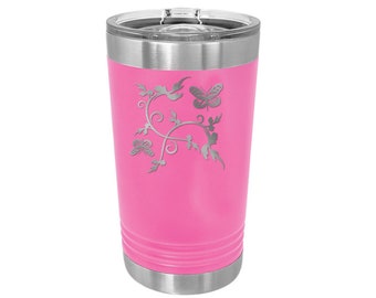 Stainless Steel Pint Glass with your choice of Butterfly Design | Butterfly Pint | Butterfly Gift