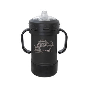 Engraved Stainless Steel Sippy Cup with choice of Boat Design | Boat Sippy Cup | Boating Sippy Cup | Boating Gift